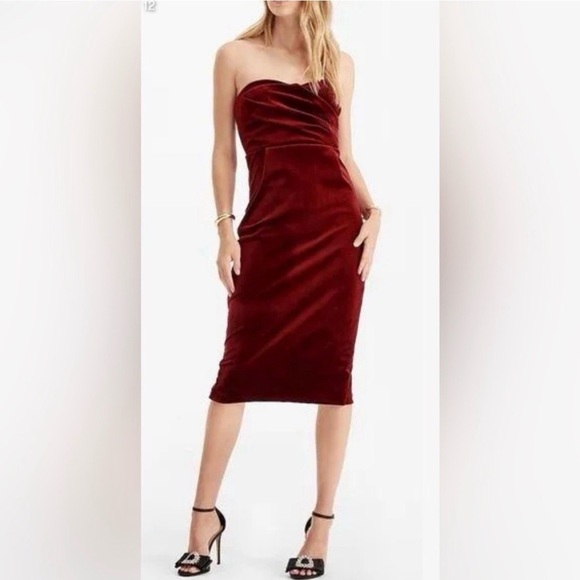 Express Dresses & Skirts - burgundy crushed velvet strapless elegant glam holiday/ wedding date dress NWT S